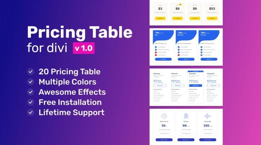 Advanced Pricing Table For Divi - Advanced Pricing Table For Divi v1.0.4 by Wpzone Nulled Free Download