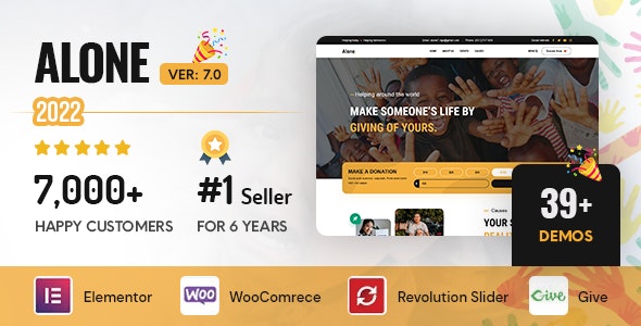 Alone – Charity Multipurpose Non-profit WordPress Theme - Alone - Charity Multipurpose Non-profit WordPress Theme v7.6.4 by Themeforest Nulled Free Download