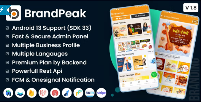 BrandPeak – Festival Poster Maker, Business Post, Political Post Maker App - BrandPeak Festival Poster Maker, Business Post, Political Post Maker App v1.9.4 by Codecanyon Nulled Free Download