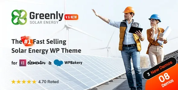 Greenly – Ecology – Solar Energy WordPress Theme GPL - Greenly Ecology - Solar Energy WordPress Theme v7.1 by Themeforest Nulled Free Download