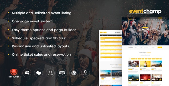 Event Champ – WordPress event and conference template - Multiple Event - Conference [EventChamp] v2.1.6 by Themeforest Nulled Free Download