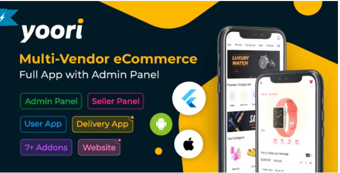 YOORI Flutter Multi-Vendor eCommerce Full App with Admin Panel - YOORI - Flutter Multi-Vendor eCommerce Full App with Admin Panel v1.1.5 by Codecanyon Nulled Free Download