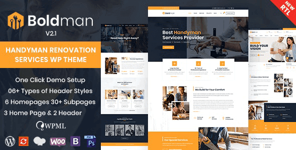 Boldman – Repair and Handyman WordPress Theme - Boldman Handyman Renovation Services WordPress Theme + RTL v6.6 by Themeforest Nulled Free Download