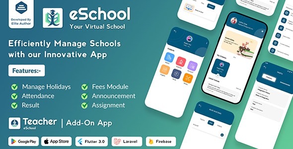 eSchool Virtual School Management System Flutter App with Laravel Admin Panel - eSchool Virtual School Management System Flutter App with Laravel Admin Panel v2.1.1 by Codecanyon Nulled Free Download
