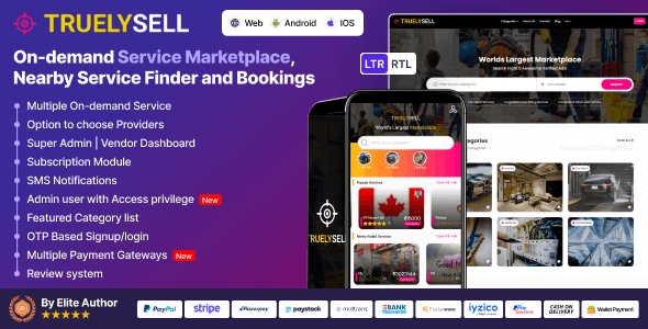 TruelySell – On-demand Service Marketplace, nearby Service Finder and Bookings Web, Android and iOS - TruelySell - On-demand Service Marketplace, nearby Service Finder and Bookings Web, Android and iOS v2.3.4 by Codecanyon Nulled Free Download
