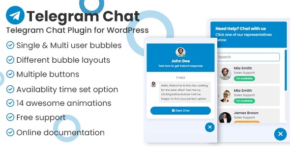 Telegram Chat Support Pro WordPress Plugin - Telegram Chat Support Pro WordPress Plugin v1.0.2 by Codecanyon Nulled Free Download